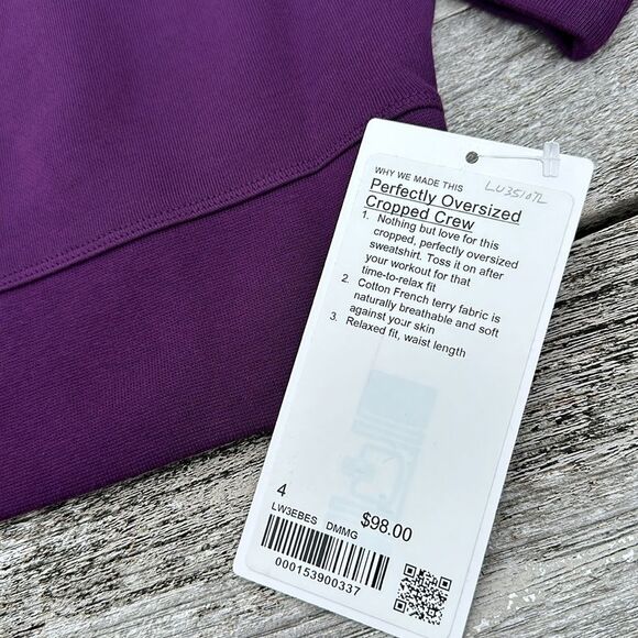 Lululemon Perfectly Oversized Cropped French Terry sweatshirt purple size 4 NWT - Picture 4 of 9